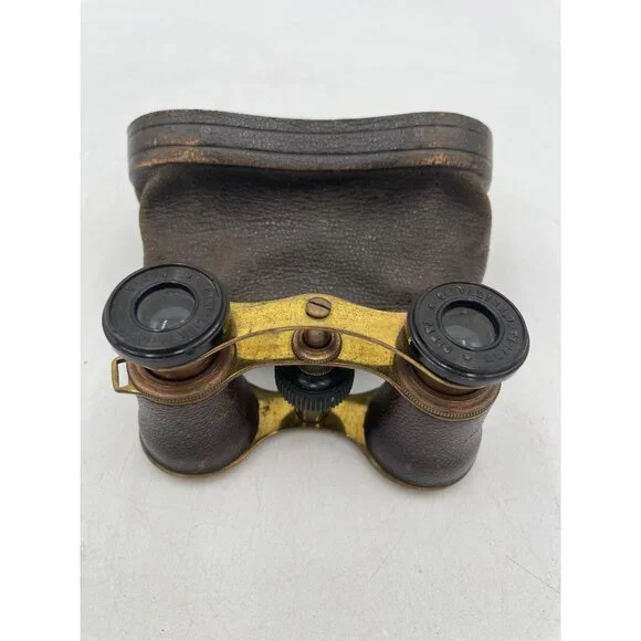 Antique Chevalier Opticien Paris Opera Glasses Case & Red Satin Interior - Picture 1 of 14